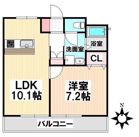 DIVERSITY K(1LDK/2階)の間取り写真