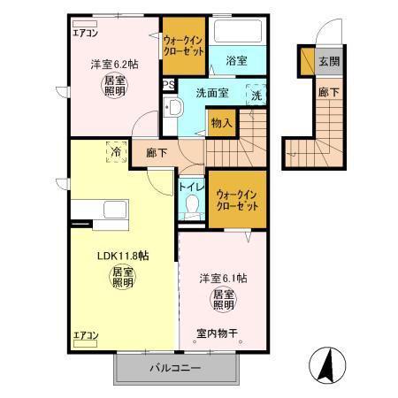 ローズマリー(2LDK/2階)の間取り写真