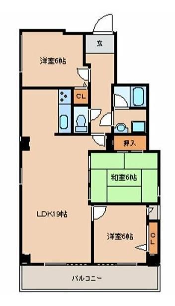 港町ジー・アンド・ピー(3LDK/2階)の間取り写真