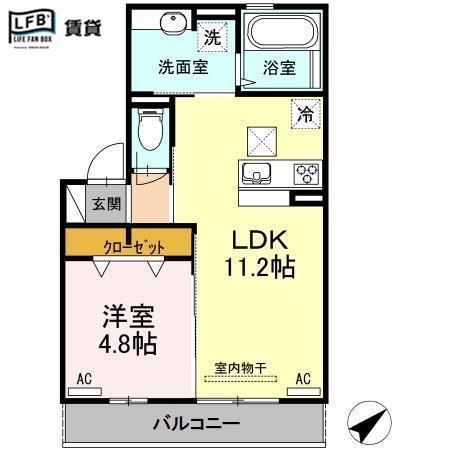 D-ROOM MIZUHO(1LDK/1階)の間取り写真