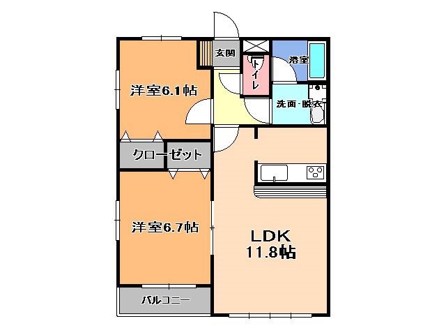 大野ハイツ(2LDK/3階)の間取り写真
