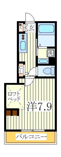 ウィンドテラス柏(1K/1階)の間取り写真