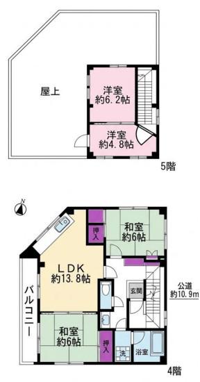 K-1ビル(4LDK/4階)の間取り写真