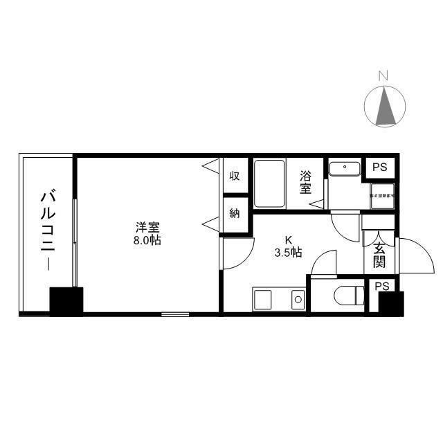 アーバンタワー長野(1K/7階)の間取り写真