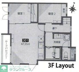 リーフテラス仙川(2LDK/3階)の間取り写真