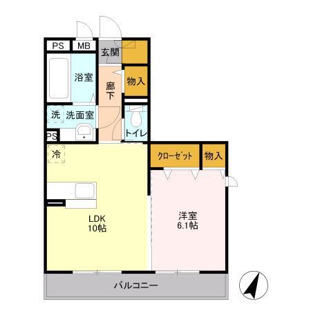 ルクティア(1LDK/3階)の間取り写真