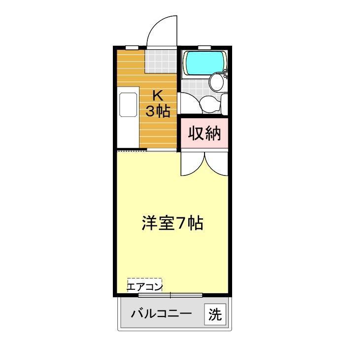 エリートマンション(1K/2階)の間取り写真