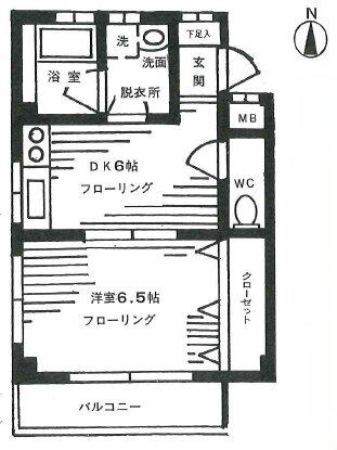 グランディー大森(1DK/1階)の間取り写真
