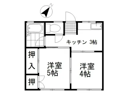 シティーハイム鴨田(2K/1階)の間取り写真