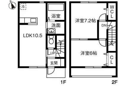 グラシア阿見D(2LDK/1階)の間取り写真