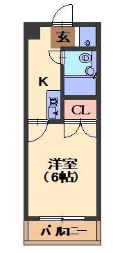 ノーサイド幸雅(1K/4階)の間取り写真