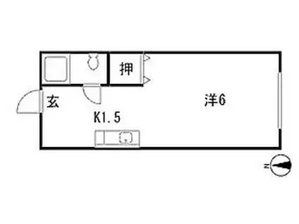 ジュミネス壱番館(1K/2階)の間取り写真