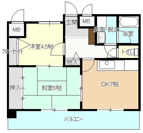 ティファニー(2DK/3階)の間取り写真