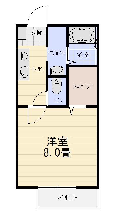 ラ・ヴィナス山本(1K/2階)の間取り写真
