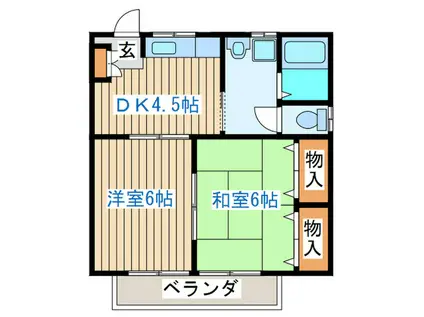 みみずくハイツ(2DK/2階)の間取り写真