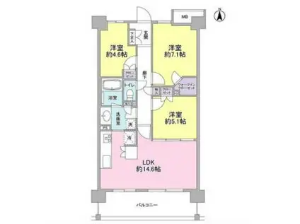 アンビエンテ経堂(3LDK/6階)の間取り写真