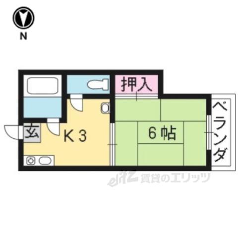 コスモ桂(1K/1階)の間取り写真