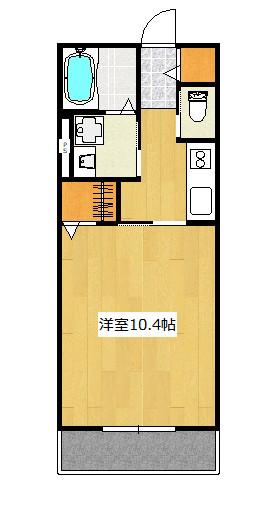 トミックス篠栗II(1K/2階)の間取り写真