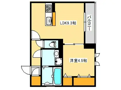 グランディールII(1LDK/2階)の間取り写真