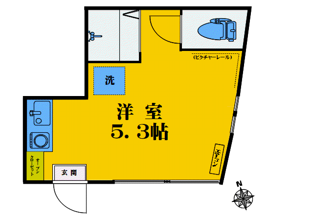 ウッド84(ワンルーム/1階)の間取り写真