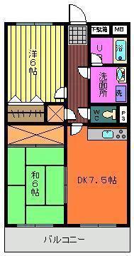 カーサフェリーチェ(2DK/2階)の間取り写真