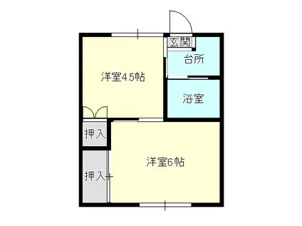 スカイハイツ(2K/2階)の間取り写真