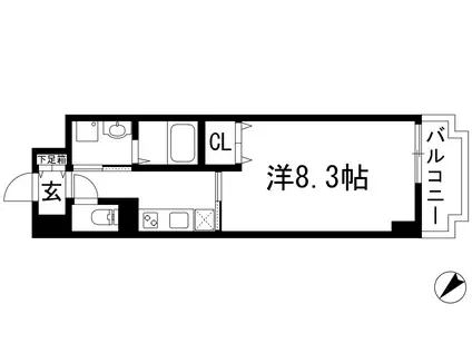 パークサイド宝塚(1K/3階)の間取り写真