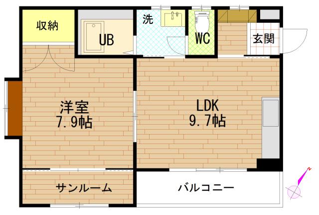 ボストンビル(1LDK/2階)の間取り写真