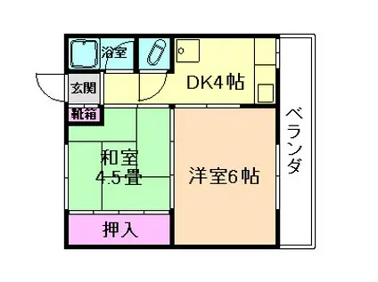 阪急箕面線 箕面駅 徒歩9分 2階建 築59年(2DK/2階)の間取り写真