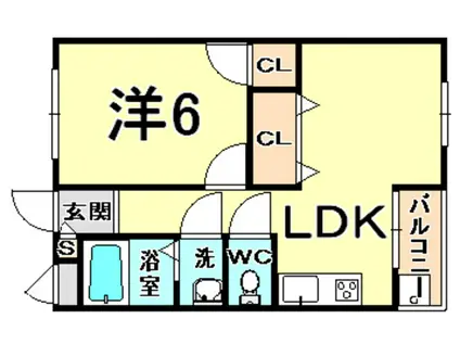 ハイツ安倉(1LDK/2階)の間取り写真