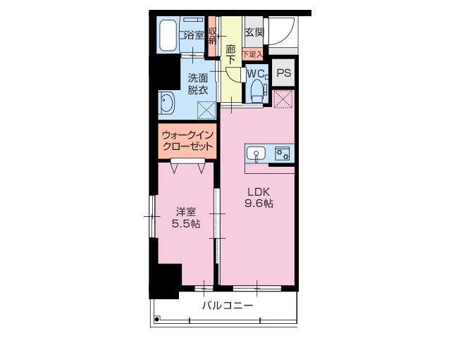 グリーンコート(1LDK/4階)の間取り写真