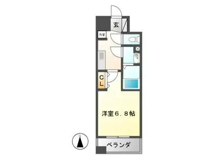 インプルーブ鶴舞(1K/10階)の間取り写真