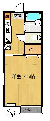 ラピス・K・津田沼(1K/2階)の間取り写真