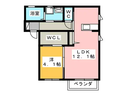 フラワーASAMA(1LDK/1階)の間取り写真