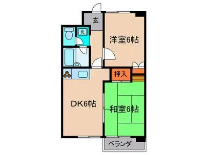 カピトール川崎I(2DK/5階)の間取り写真