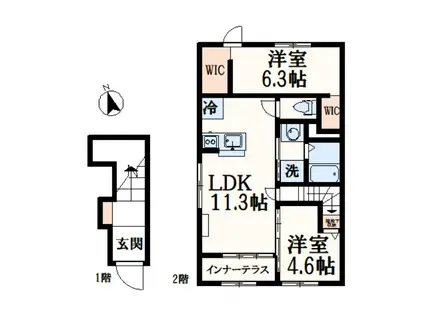 ノッテ・ステラ―タ(2LDK/2階)の間取り写真