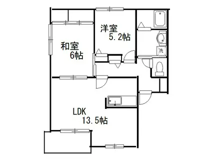 エルサリートB棟(2LDK/2階)の間取り写真