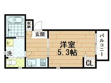 コモダ・カーサ長瀬(1K/2階)の間取り写真