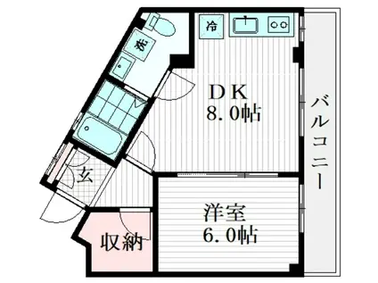 八源ビル(1DK/3階)の間取り写真