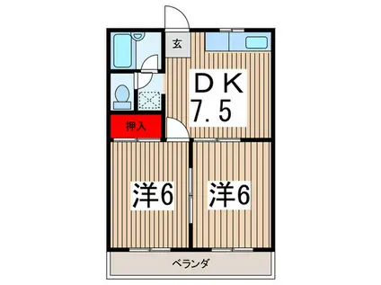 アウトレット(2DK/3階)の間取り写真