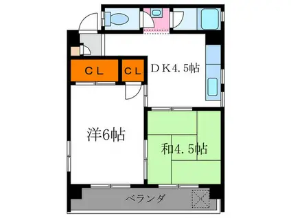 マンション藤(2DK/2階)の間取り写真