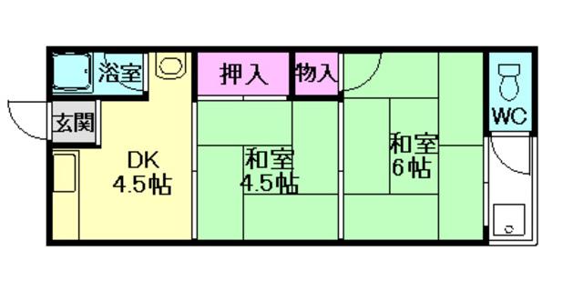 唐池ハイツ(2DK/2階)の間取り写真