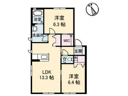 グランマストシエロ IV棟(2LDK/1階)の間取り写真