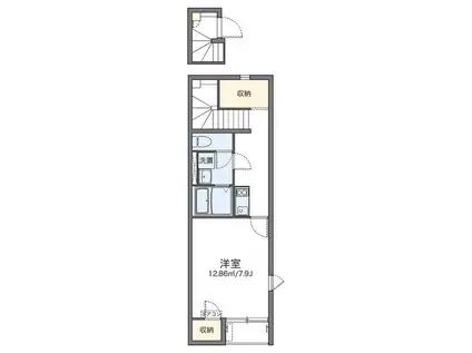 レオネクストミドリソウ(1K/2階)の間取り写真
