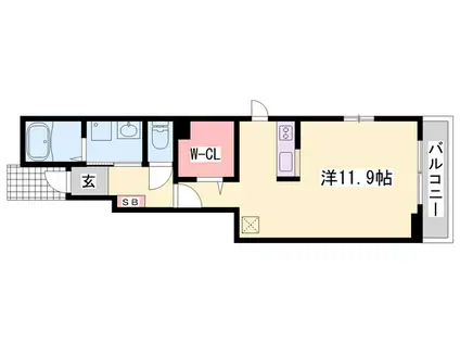 ドミールディオンV(1K/1階)の間取り写真