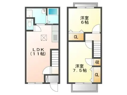 オーシャンブリーズ(2LDK/2階)の間取り写真