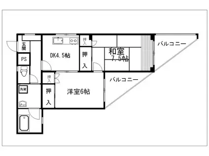ドミール大里(2DK/3階)の間取り写真