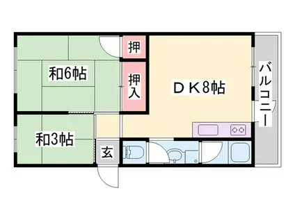 旭マンション(2DK/4階)の間取り写真