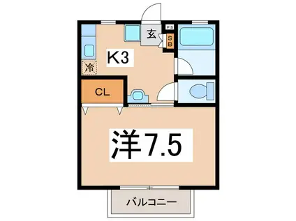 ラ・トゥール(1K/1階)の間取り写真