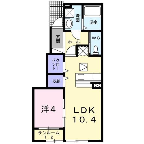 キャッスル ビューI(1LDK/1階)の間取り写真